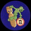 812th Bomb Squadron, The Pathfinders, Gremlin riding bomb and holding lantern is symbolic of leading the night strikes into Germany, marking the target area with flares